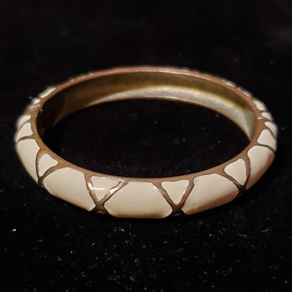 White Enamel & Silver Bracelet  - VTG